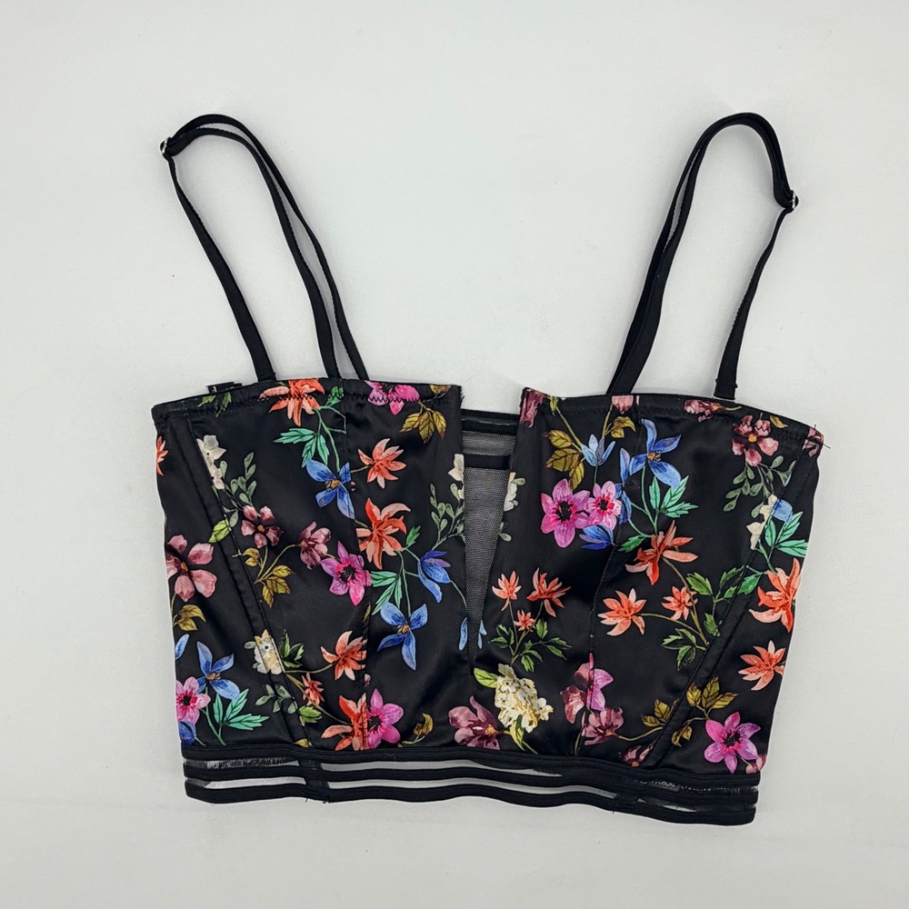 Victoria's Secret Bustier Top Women XS Black Floral Mesh Corset Crop Top NWT